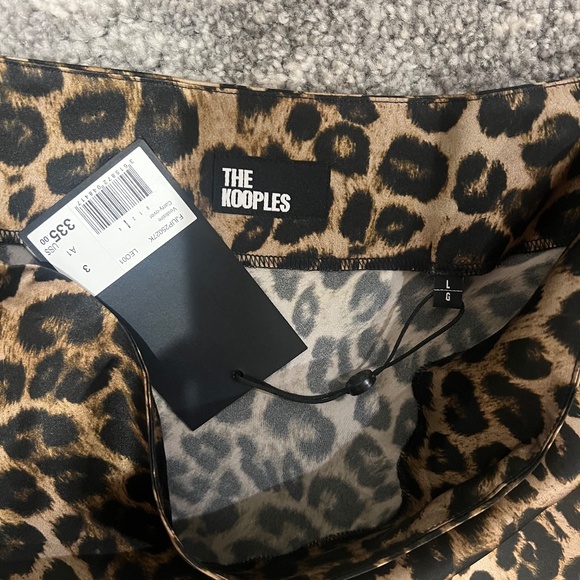 NWT The Kooples Leopard Prink Silk Midi Skirt Size Large - Picture 2 of 8
